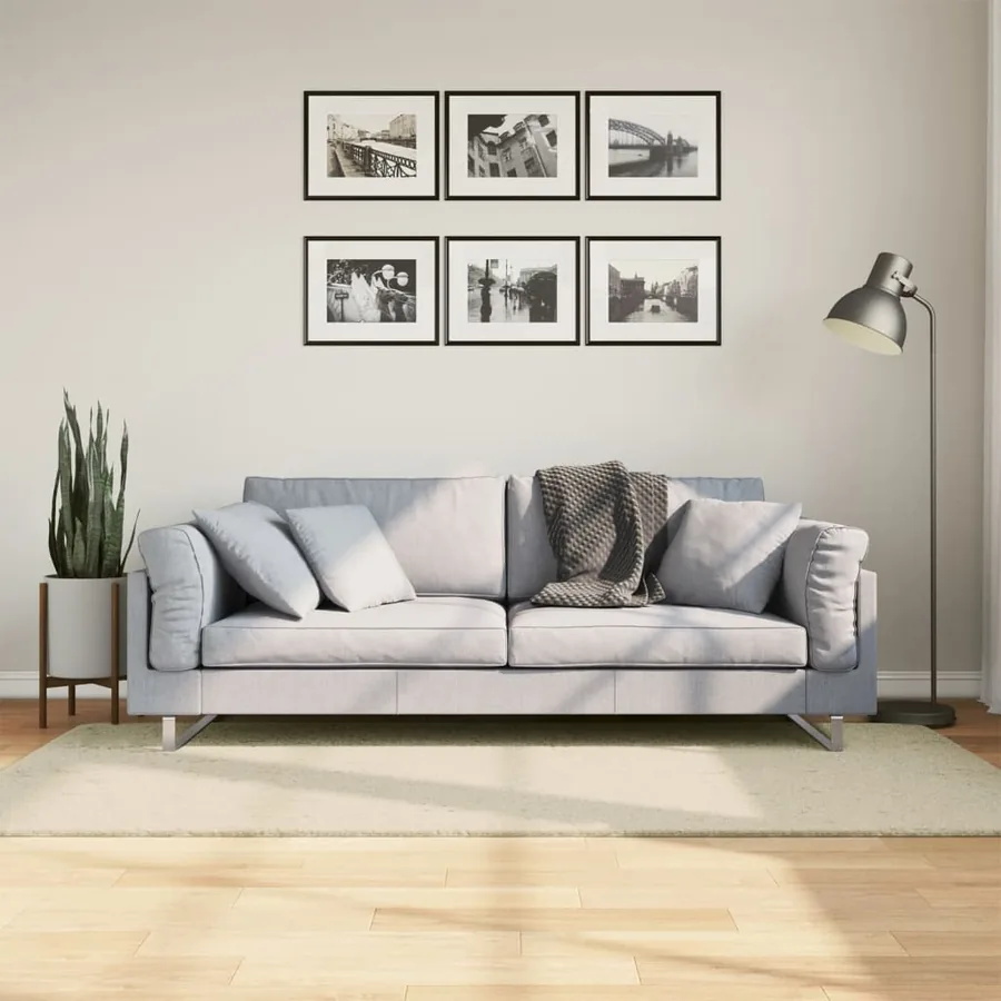 Tapis HUARTE à poils courts doux et lavable crème 100x200 cm