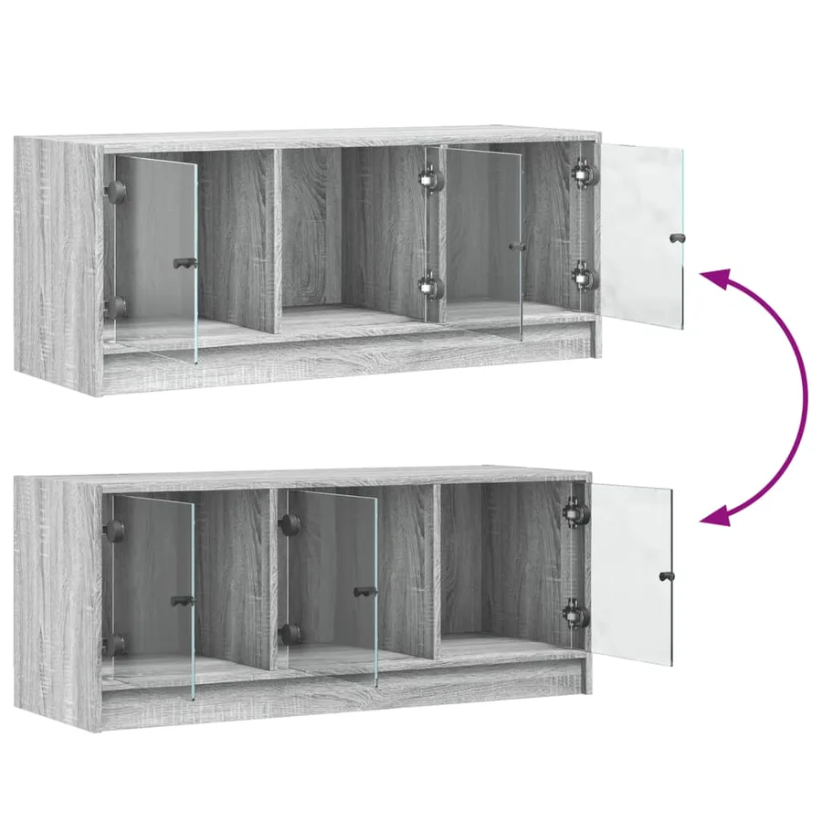 Meuble TV avec portes en verre sonoma gris 102x37x42 cm - 10