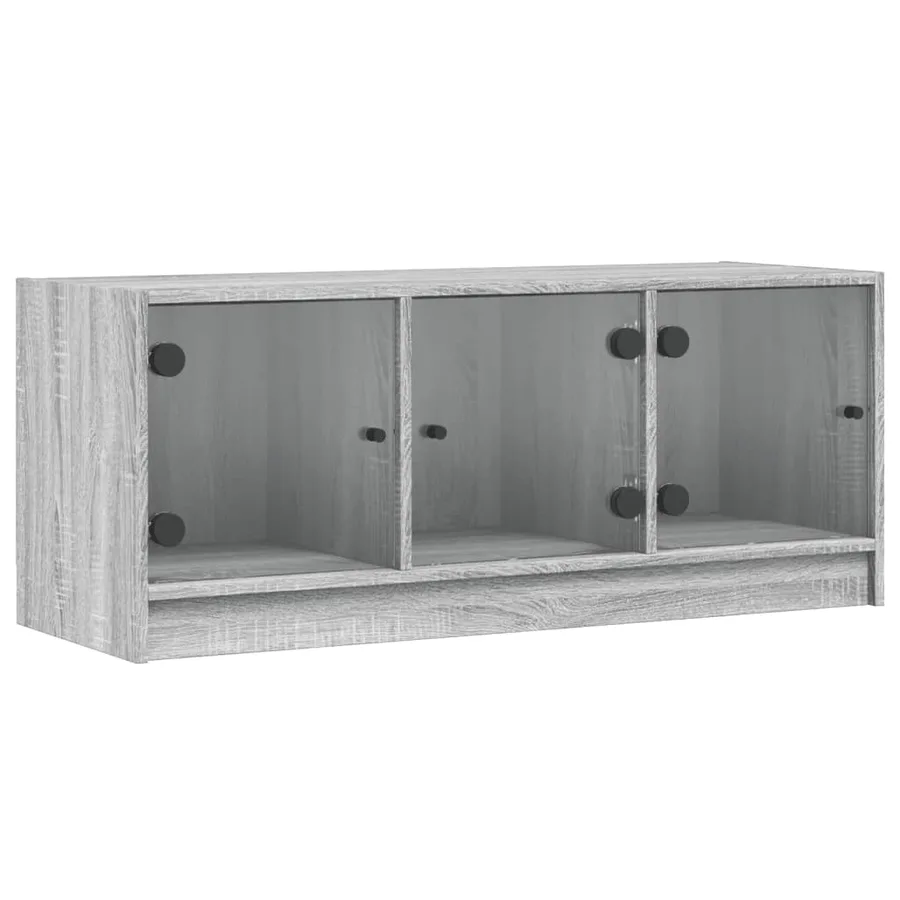 Meuble TV avec portes en verre sonoma gris 102x37x42 cm - 2