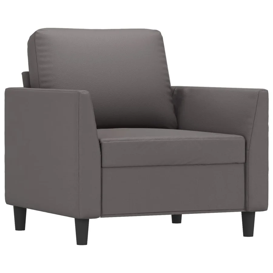 Fauteuil avec repose-pied Gris 60 cm Similicuir - 4