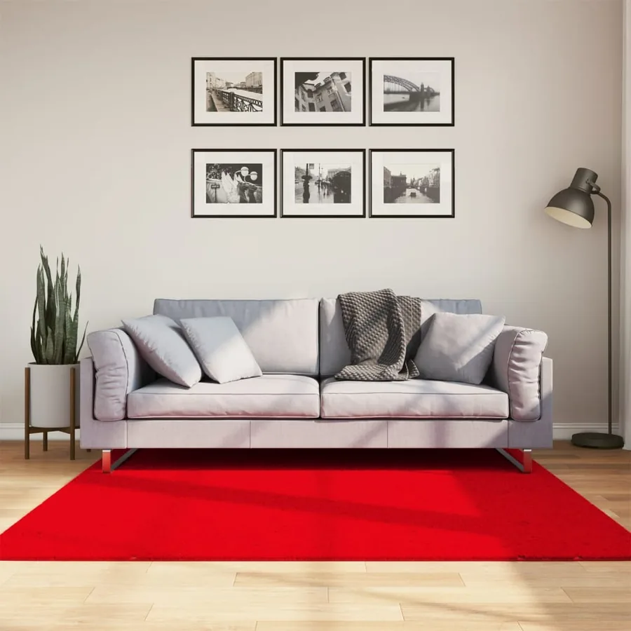 Tapis HUARTE à poils courts doux et lavable rouge 160x160 cm