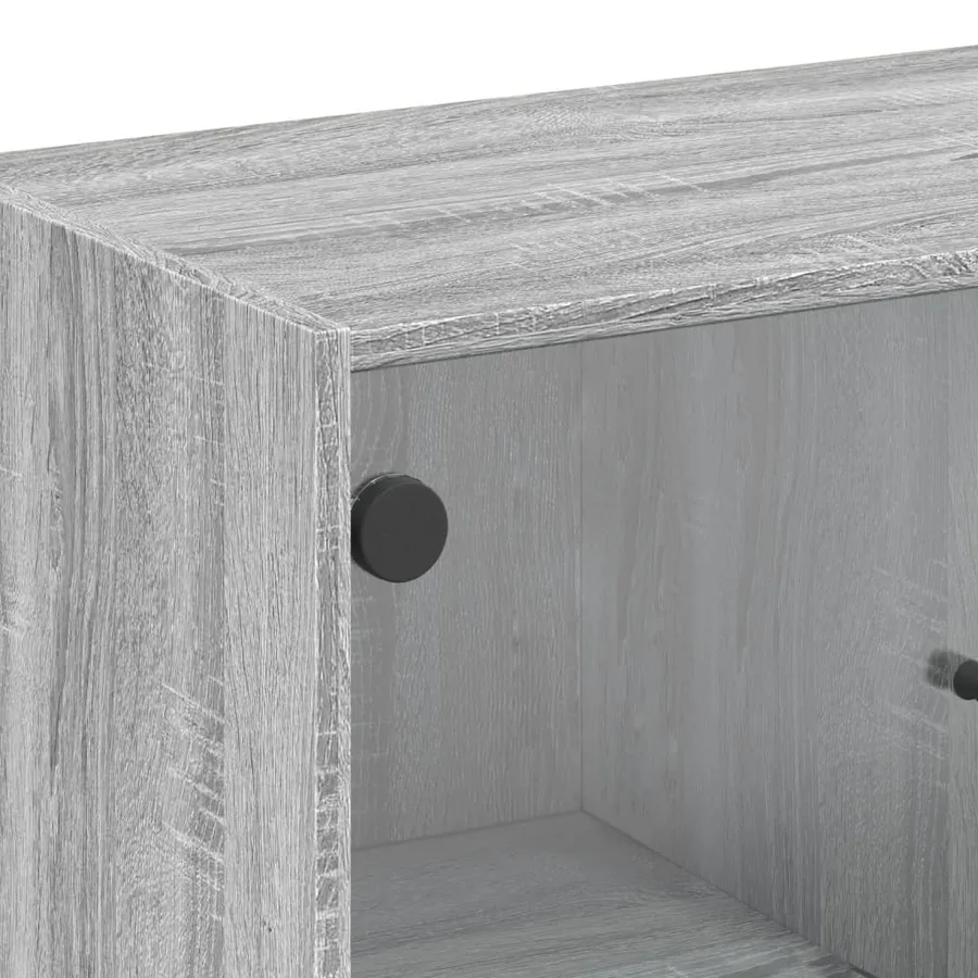 Armoire latérale avec portes en verre sonoma gris 68x37x75,5 cm - 9