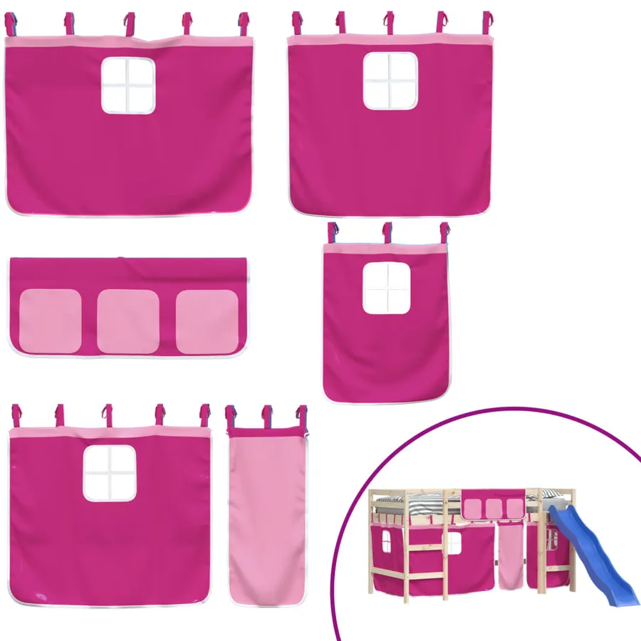 Rideaux pour lit mezzanine rose polyester - 2