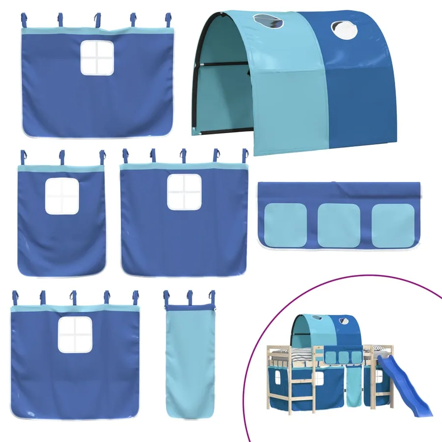 Rideaux pour lit mezzanine avec tunnel bleu polyester - 2