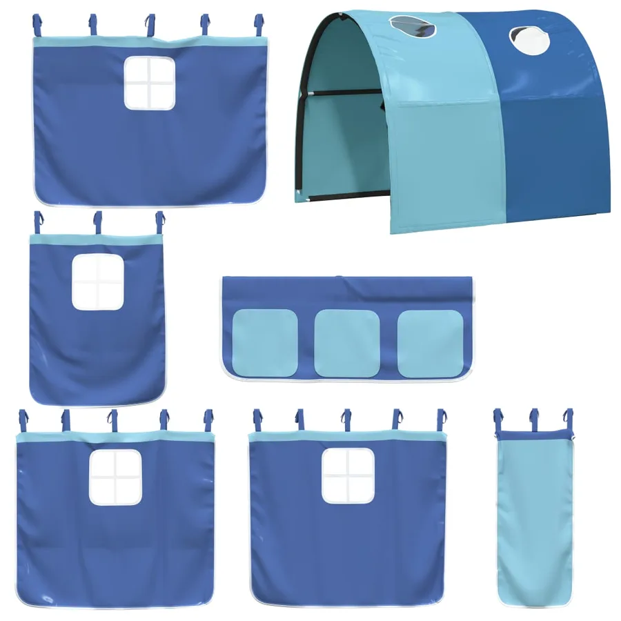 Rideaux pour lit mezzanine avec tunnel bleu polyester - 3