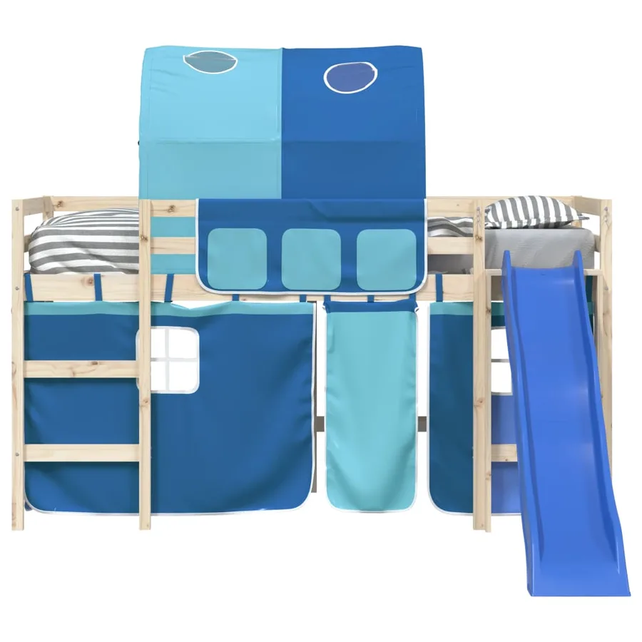 Rideaux pour lit mezzanine avec tunnel bleu polyester - 5