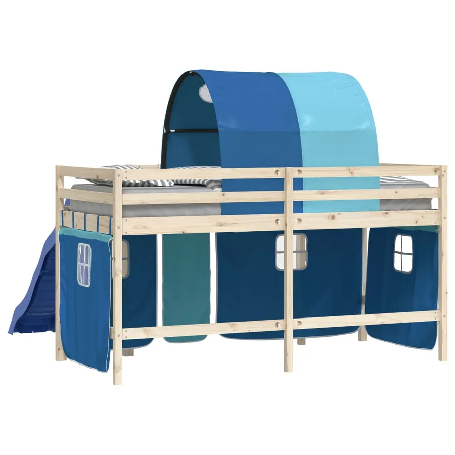 Rideaux pour lit mezzanine avec tunnel bleu polyester - 7