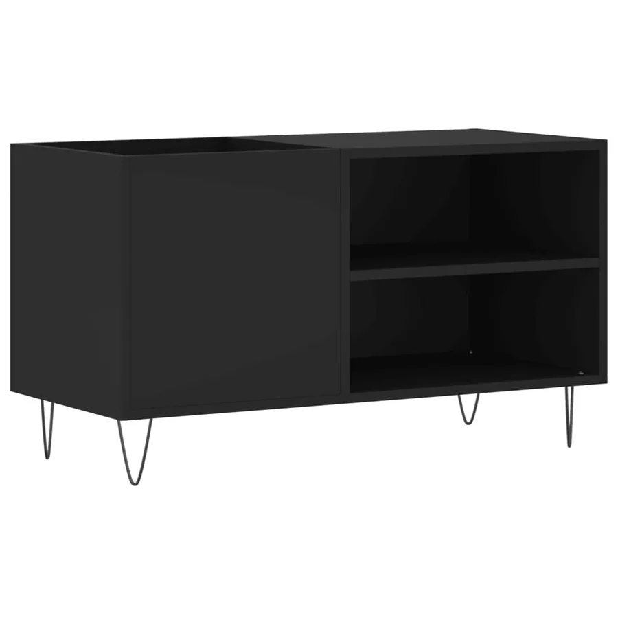 Armoire à disques noir 85x38x48 cm bois d'ingénierie - 2