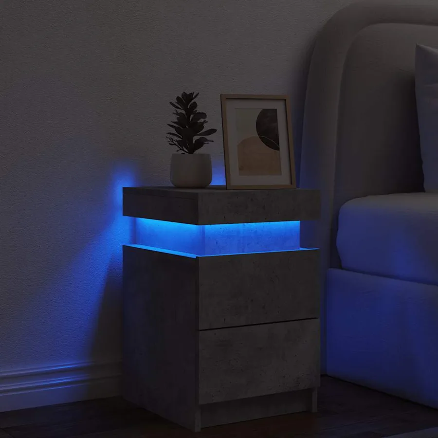 Table de chevet avec lumières LED gris béton 35x39x55 cm - 4