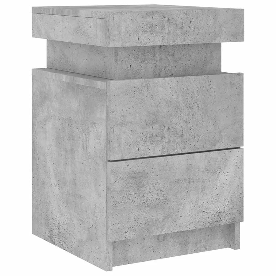 Table de chevet avec lumières LED gris béton 35x39x55 cm - 5