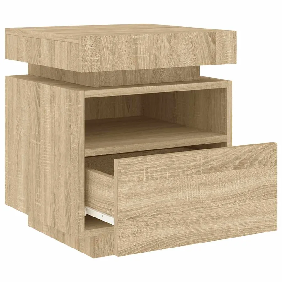 Armoire de chevet avec lumières LED chêne sonoma 40x39x48,5 cm - 5
