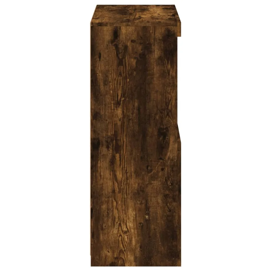 Armoire latérale avec lumières LED chêne fumé bois d'ingénierie - 8