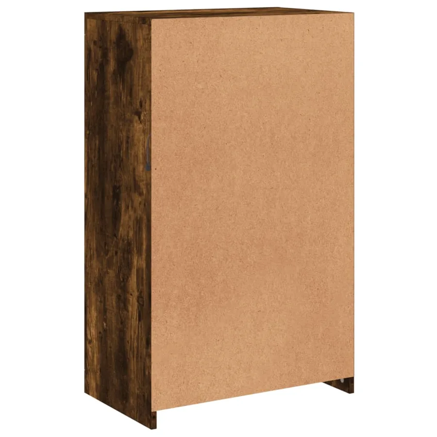 Armoire latérale avec lumières LED chêne fumé bois d'ingénierie - 9