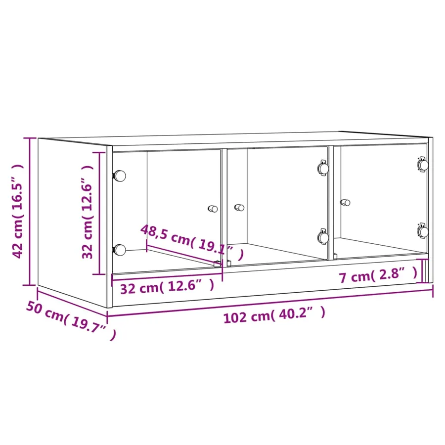 Table basse avec portes en verre blanc 102x50x42 cm - 12