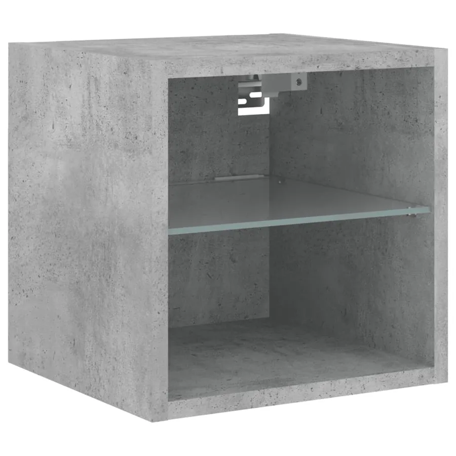 Meubles TV muraux et lumières LED 2pcs gris béton 30x28,5x30 cm - 7