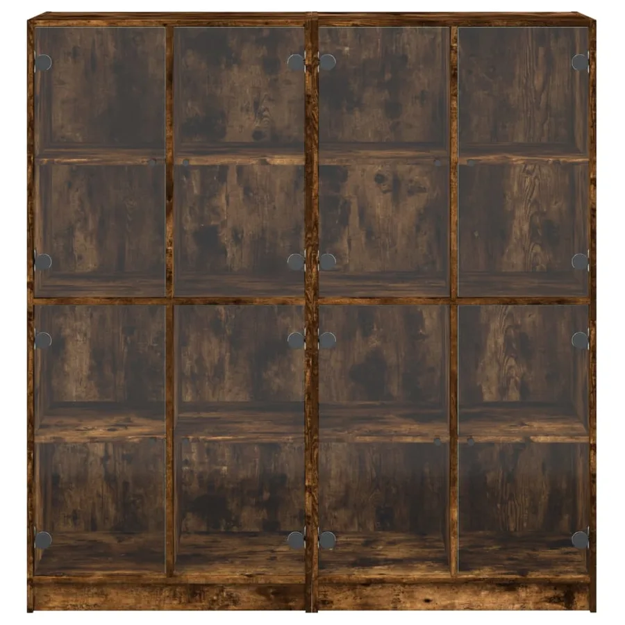 Bibliothèque avec portes chêne fumé 136x37x142 cm - 7