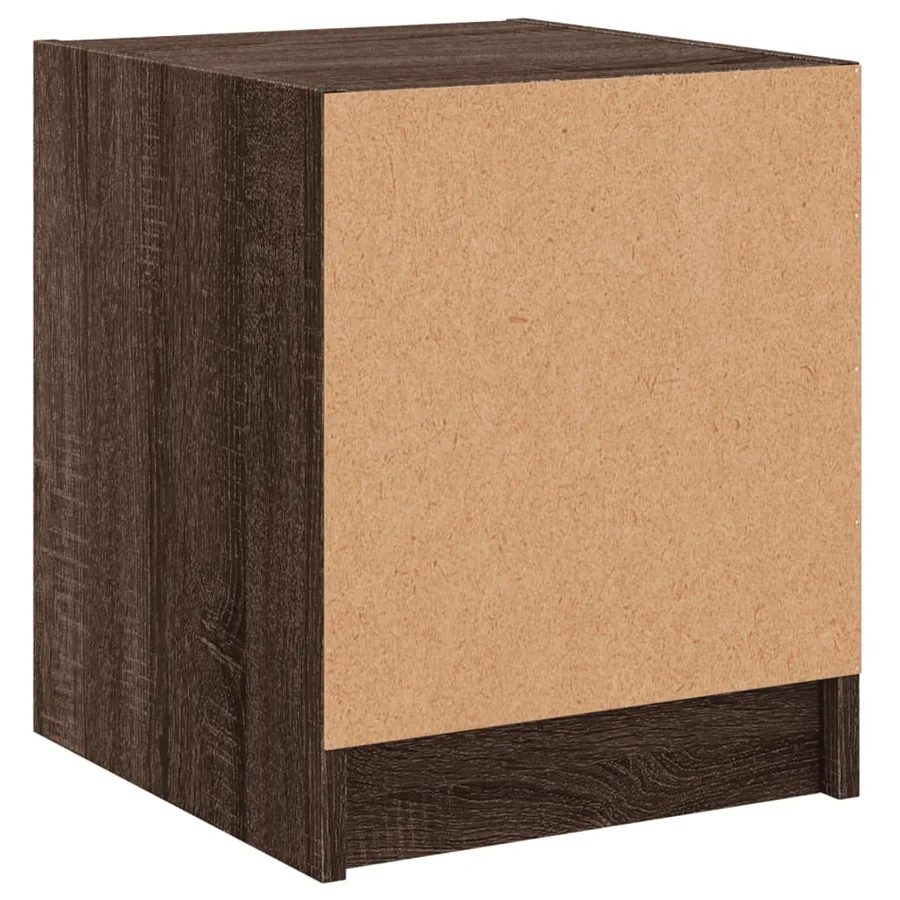 Table de chevet avec porte en verre chêne marron 35x37x42 cm - 8