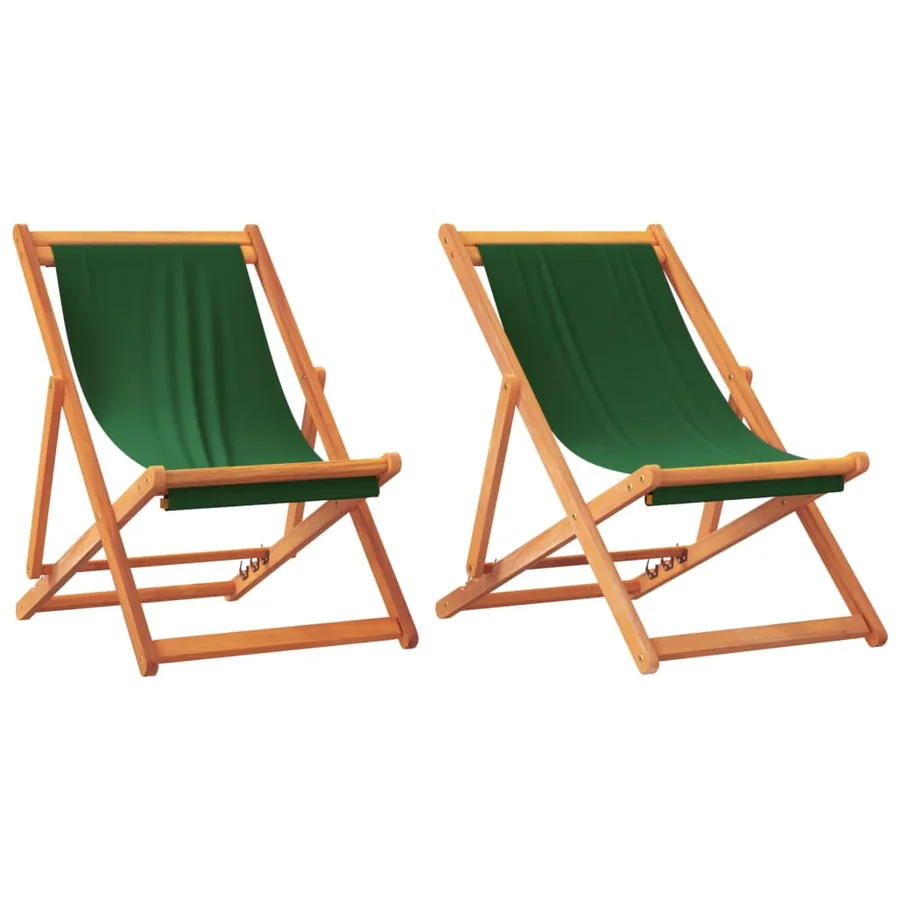 Chaises de plage pliables lot de 2 vert tissu - 2