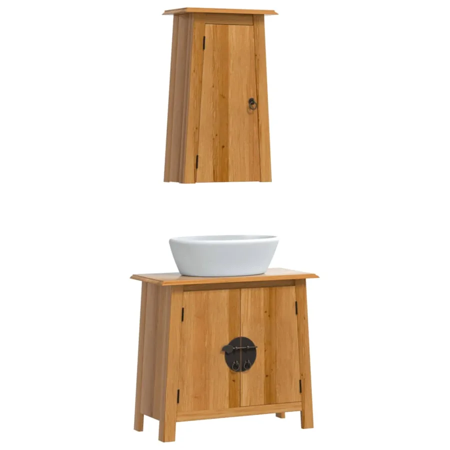 Ensemble de meubles de salle de bain 2 pcs bois de pin massif - 3