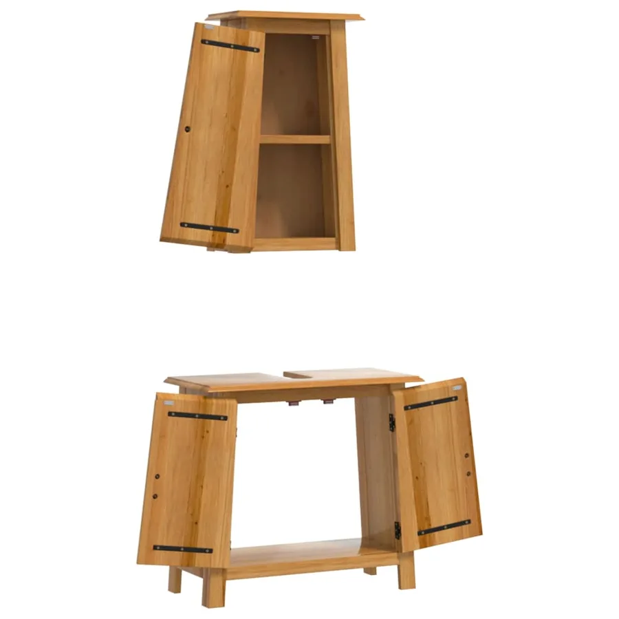 Ensemble de meubles de salle de bain 2 pcs bois de pin massif - 4