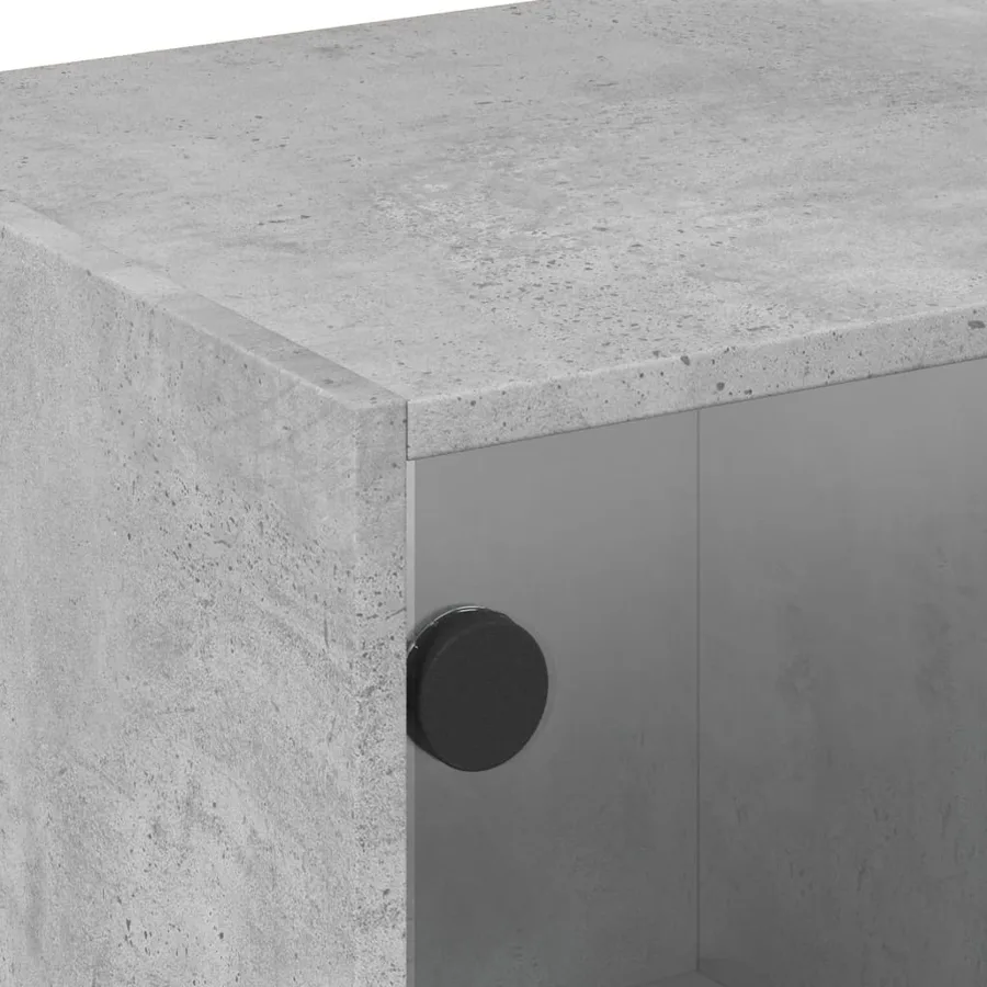 Meuble TV avec portes en verre gris béton 102x37x42 cm - 9