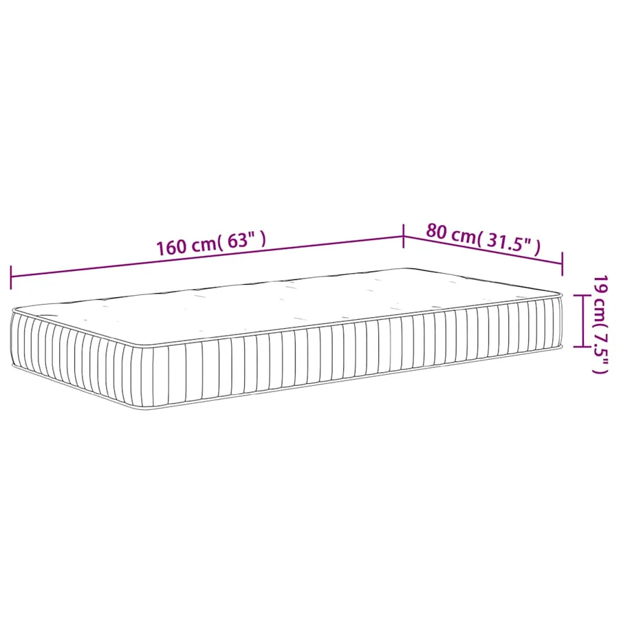 Matelas à ressorts ensachés pour enfants moyen 80x160 cm - 9