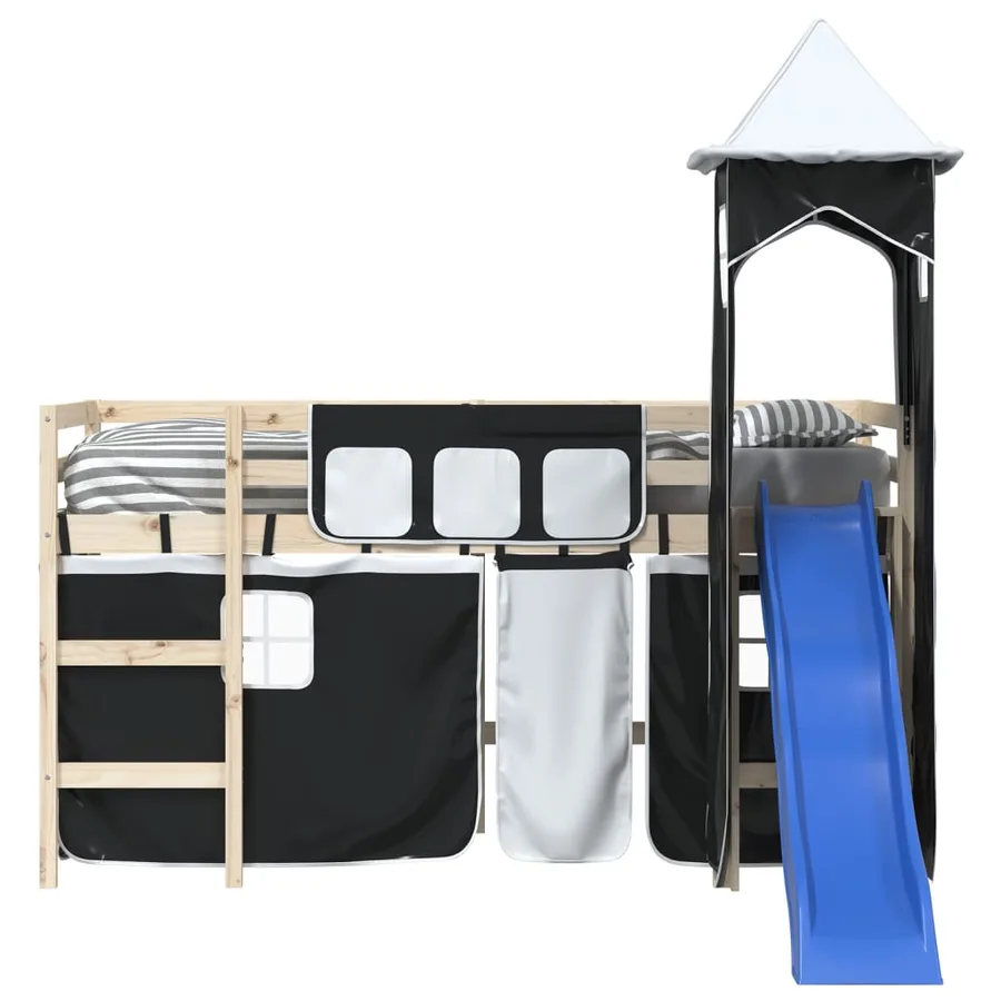 Rideaux pour lit mezzanine avec tour blanc et noir polyester - 5
