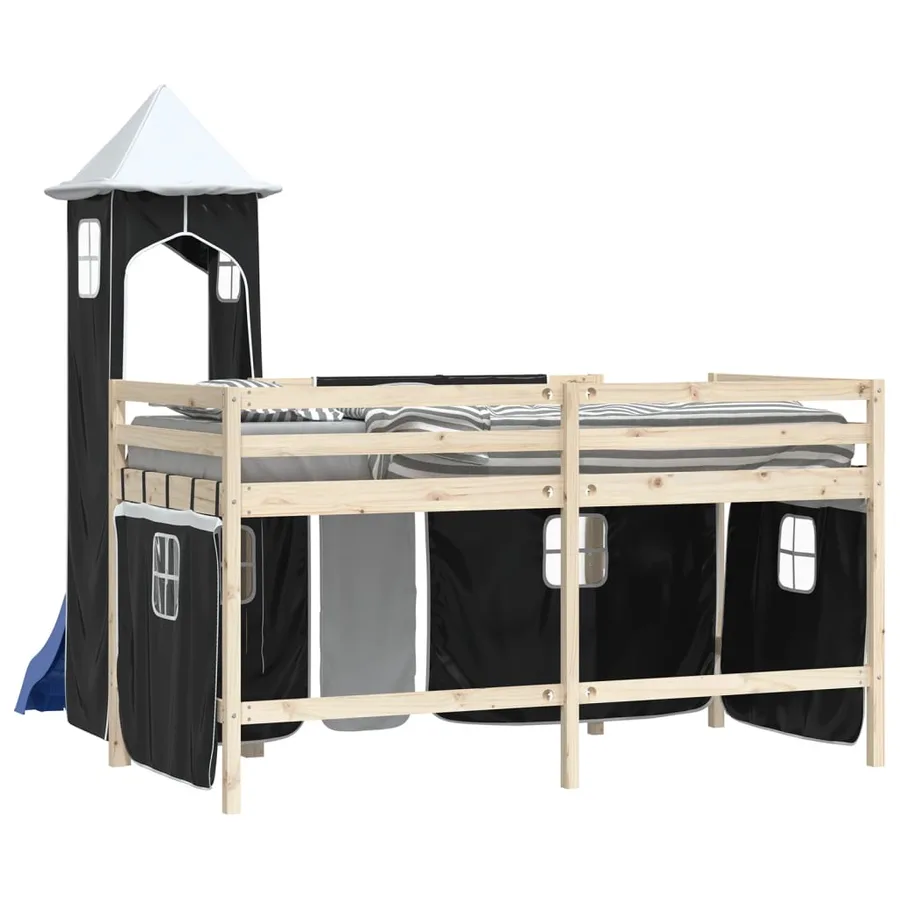 Rideaux pour lit mezzanine avec tour blanc et noir polyester - 7