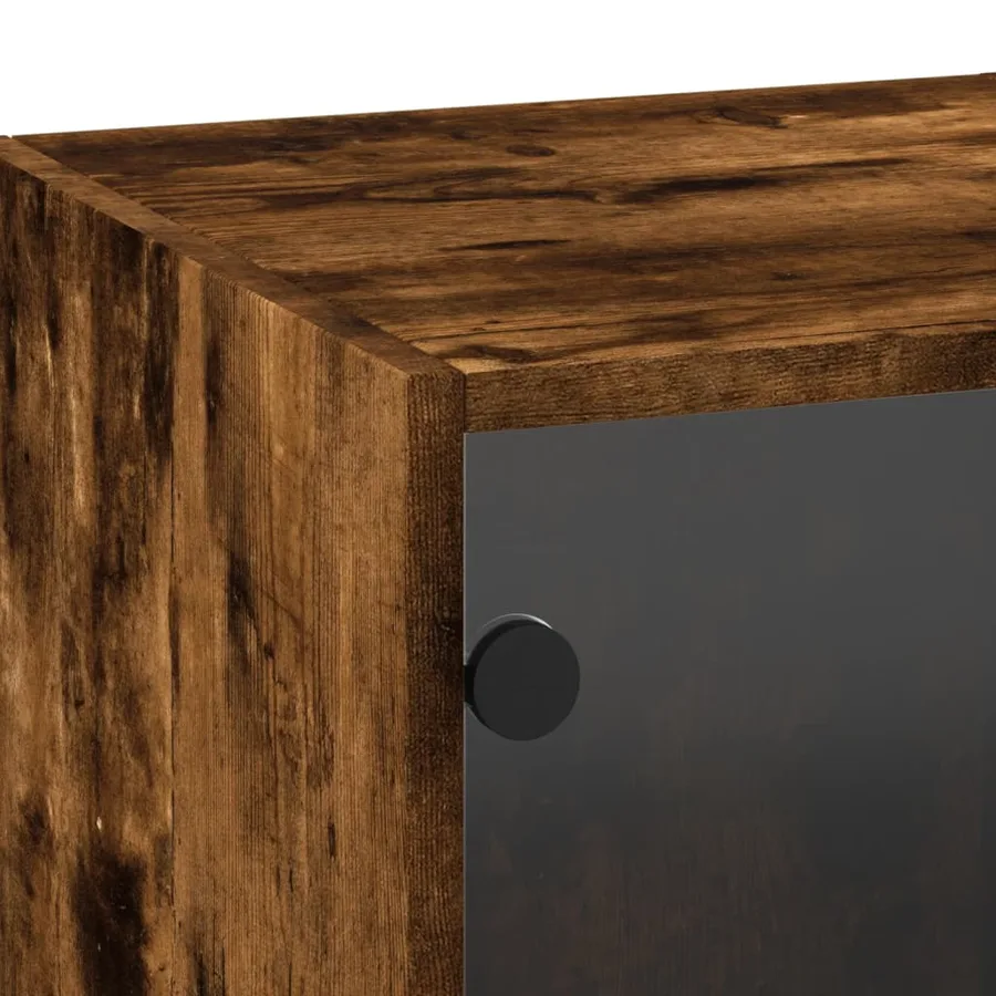 Armoire murale avec portes en verre chêne fumé 35x37x100 cm - 10