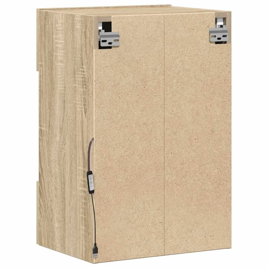 Meubles muraux avec lumières LED pour TV 2 pcs chêne sonoma 40x30x60,5 cm - 9