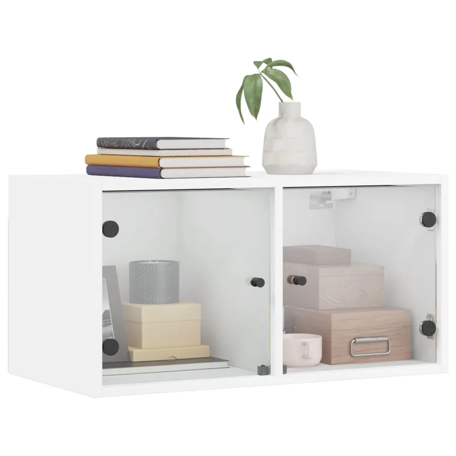 Armoires murales avec portes en verre 2 pcs blanc 68,5x37x35 cm - 4