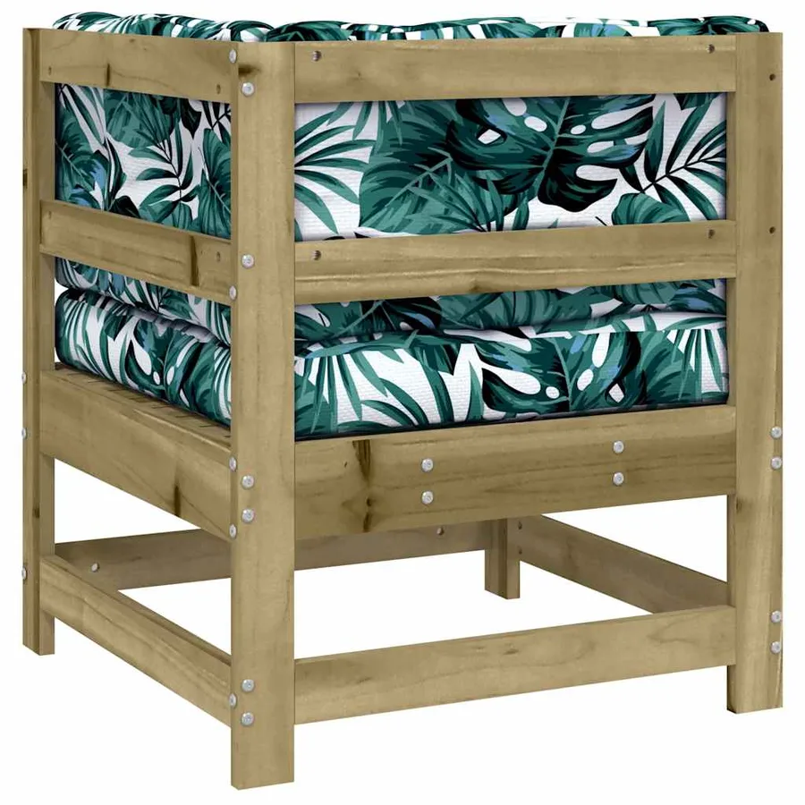 Canapé d'angle avec coussins bois de pin imprégné - 5