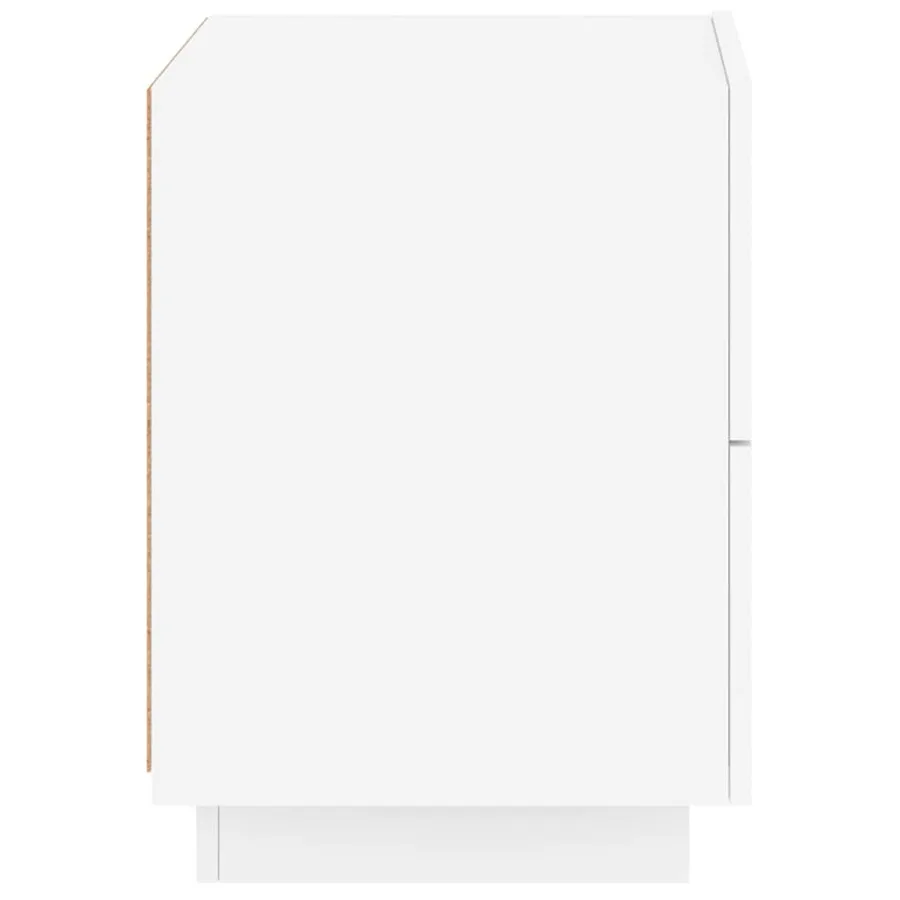 Armoires de chevet et lumières LED 2pcs blanc bois d'ingénierie - 10