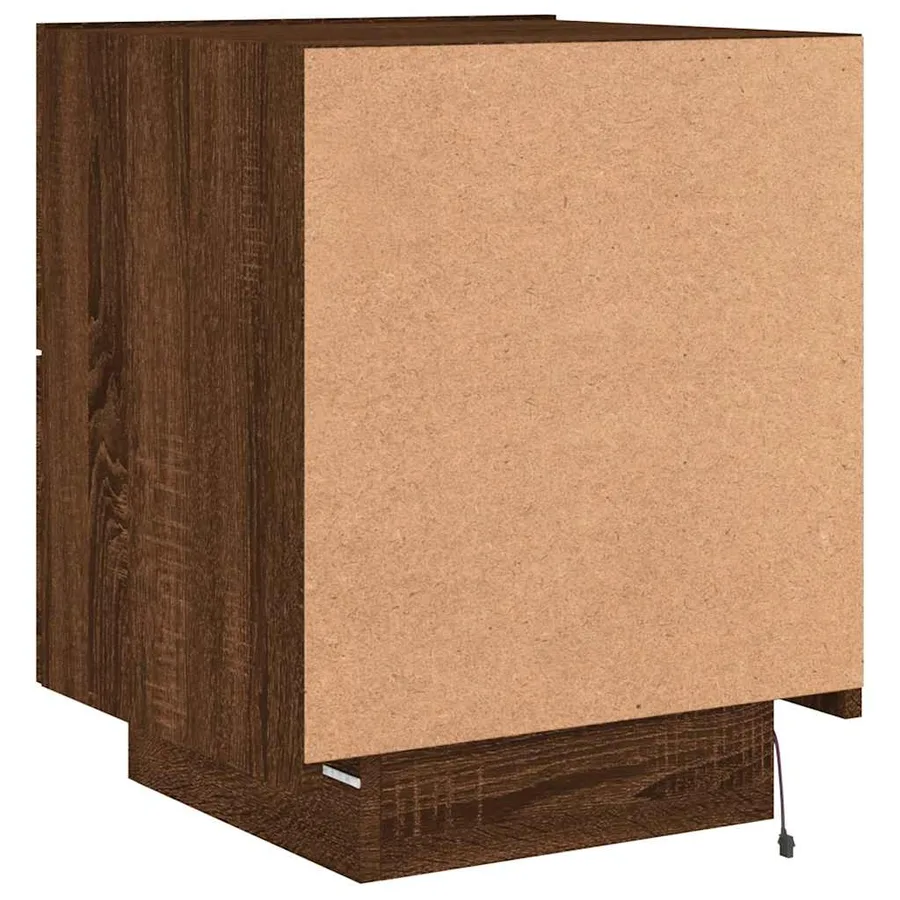 Armoires de chevet et lumières LED 2 pcs chêne marron - 10