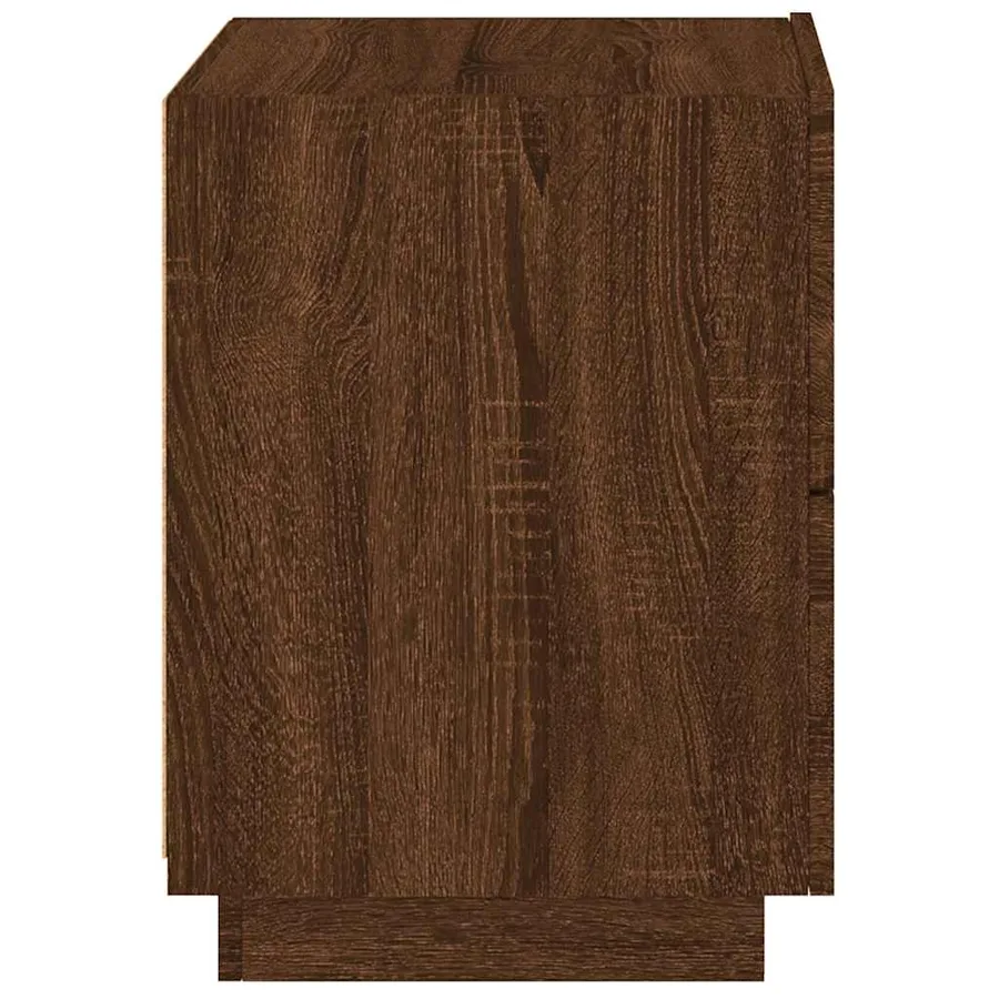 Armoires de chevet et lumières LED 2 pcs chêne marron - 9