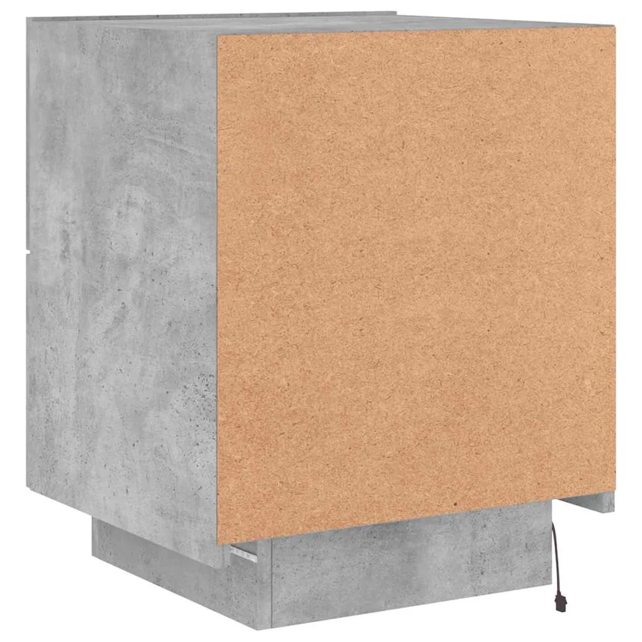 Armoire de chevet et lumières LED gris béton bois d'ingénierie - 9