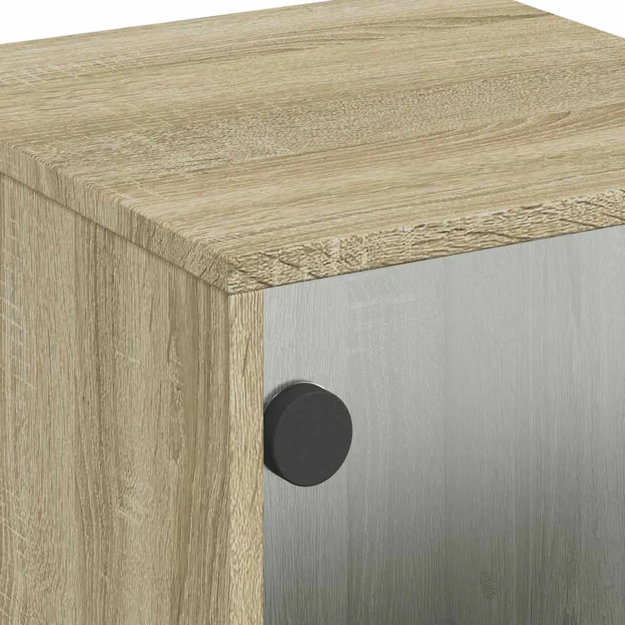 Tables de chevet et portes vitrées 2pcs chêne sonoma 35x37x50cm - 10