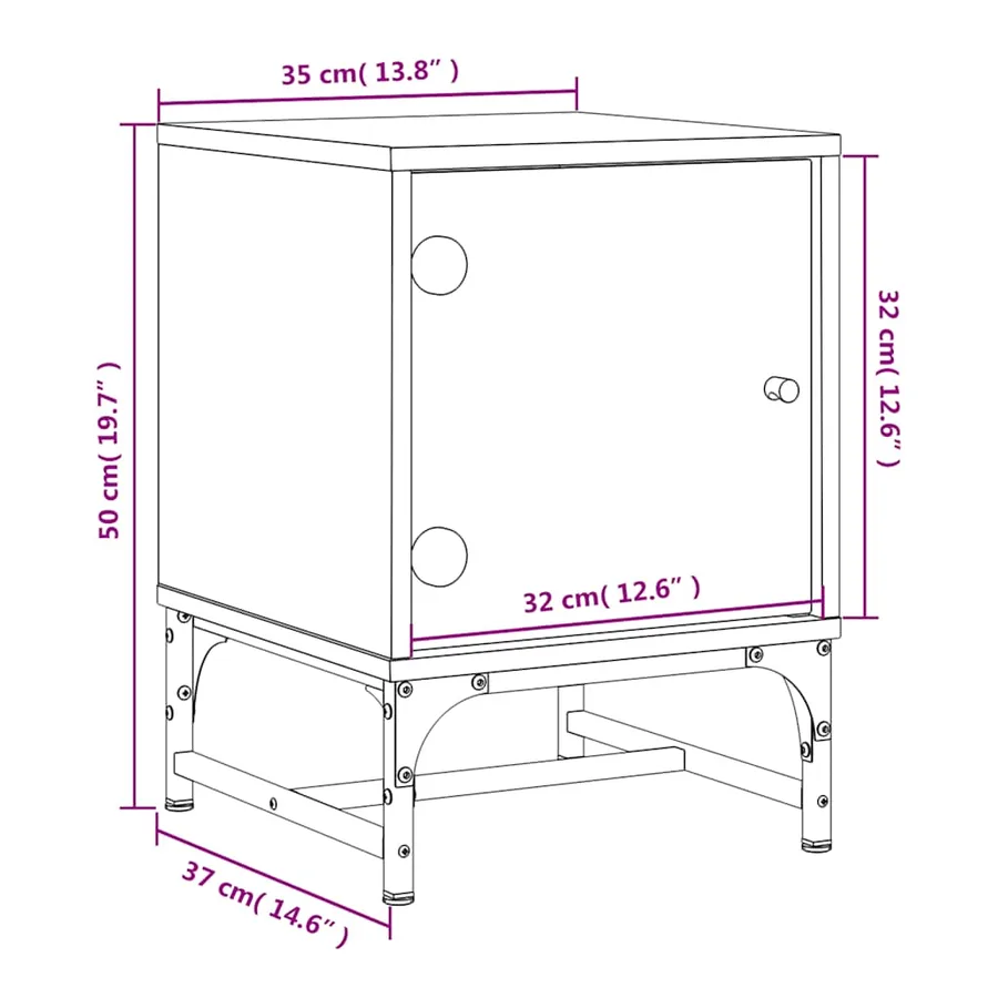 Tables de chevet et portes vitrées 2pcs chêne sonoma 35x37x50cm - 12