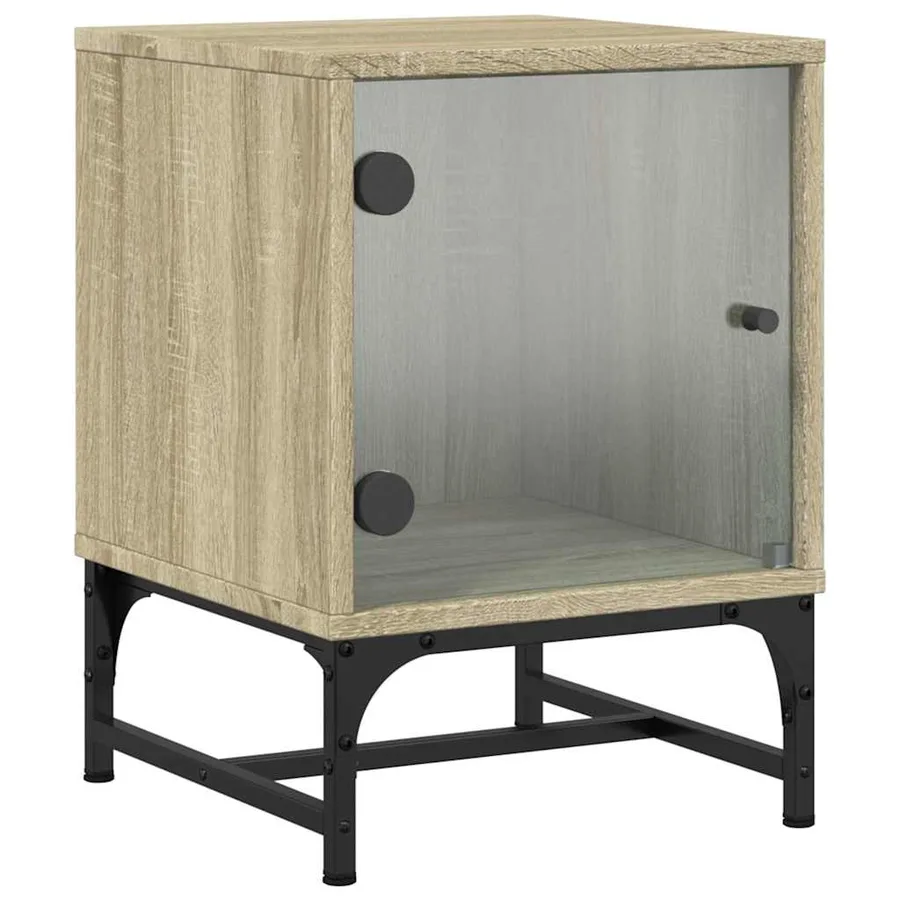 Tables de chevet et portes vitrées 2pcs chêne sonoma 35x37x50cm - 4