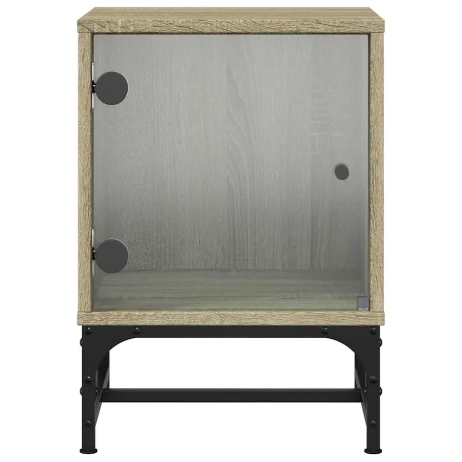 Tables de chevet et portes vitrées 2pcs chêne sonoma 35x37x50cm - 7