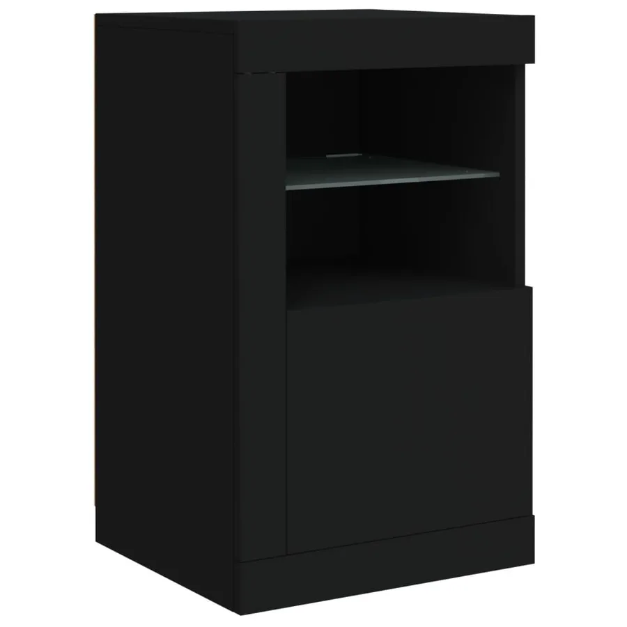 Armoires latérales et lumières LED 2 pcs noir bois d'ingénierie - 6