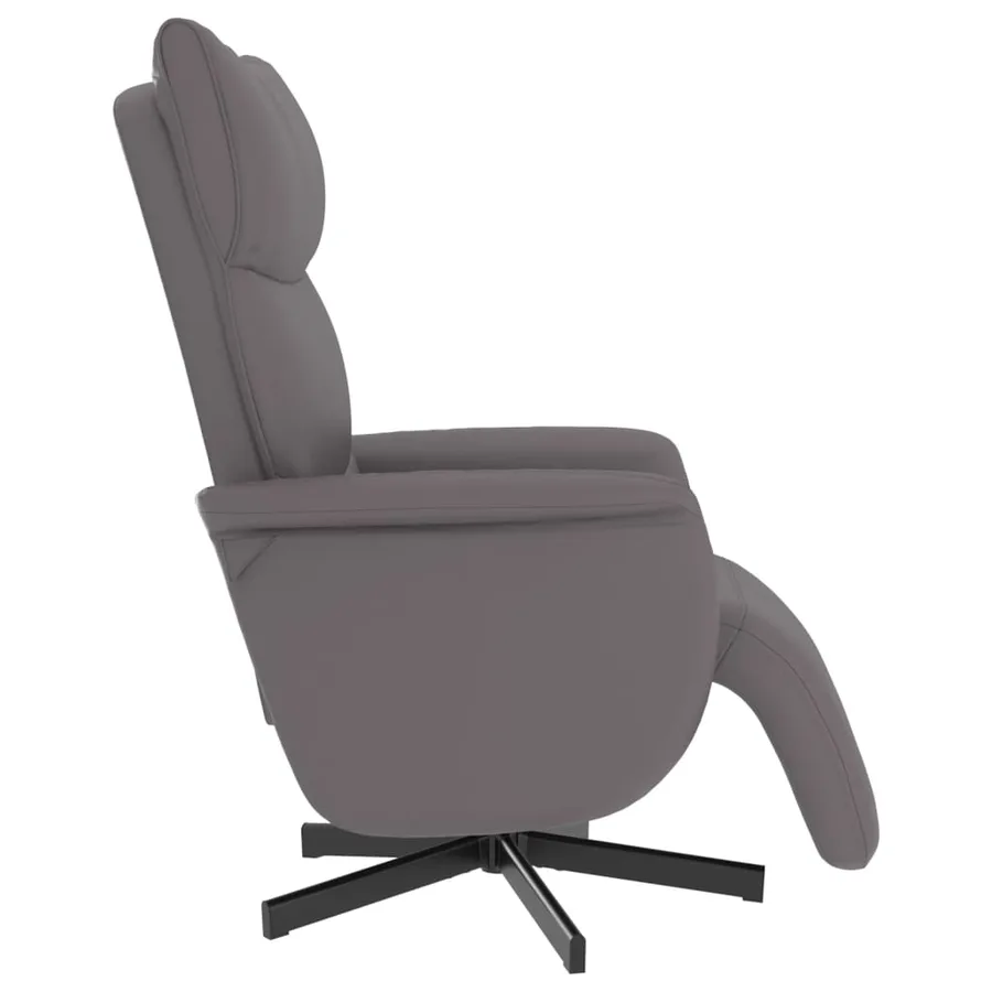 Fauteuil inclinable avec repose-pieds gris similicuir - 4