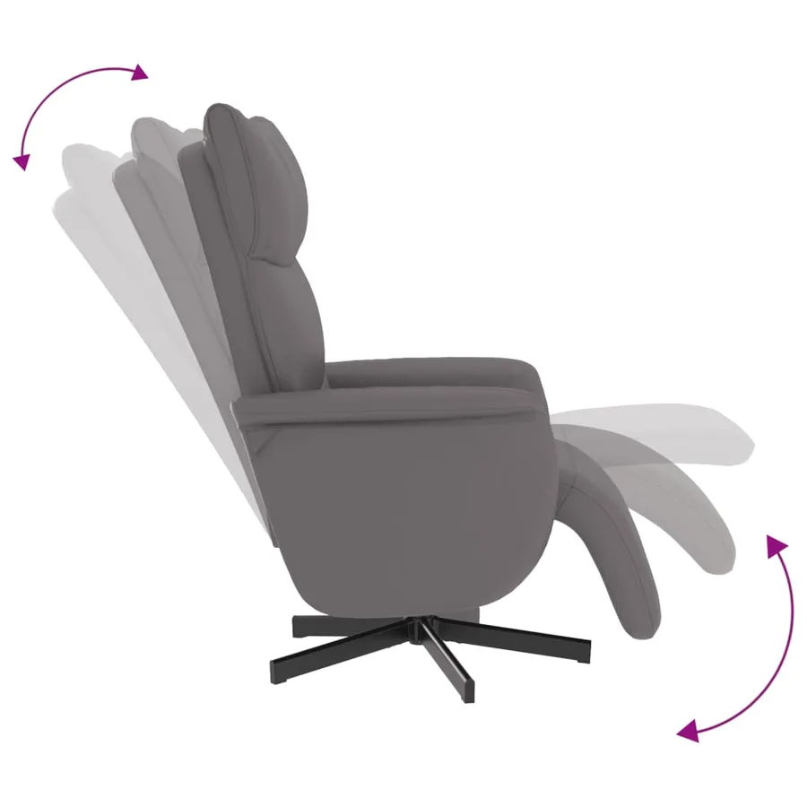 Fauteuil inclinable avec repose-pieds gris similicuir - 6