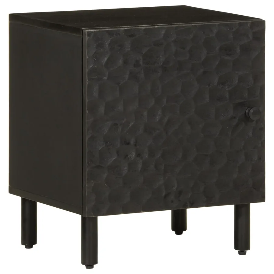Tables de chevet 2 pcs noir 40x33x46 cm bois de manguier solide - 2