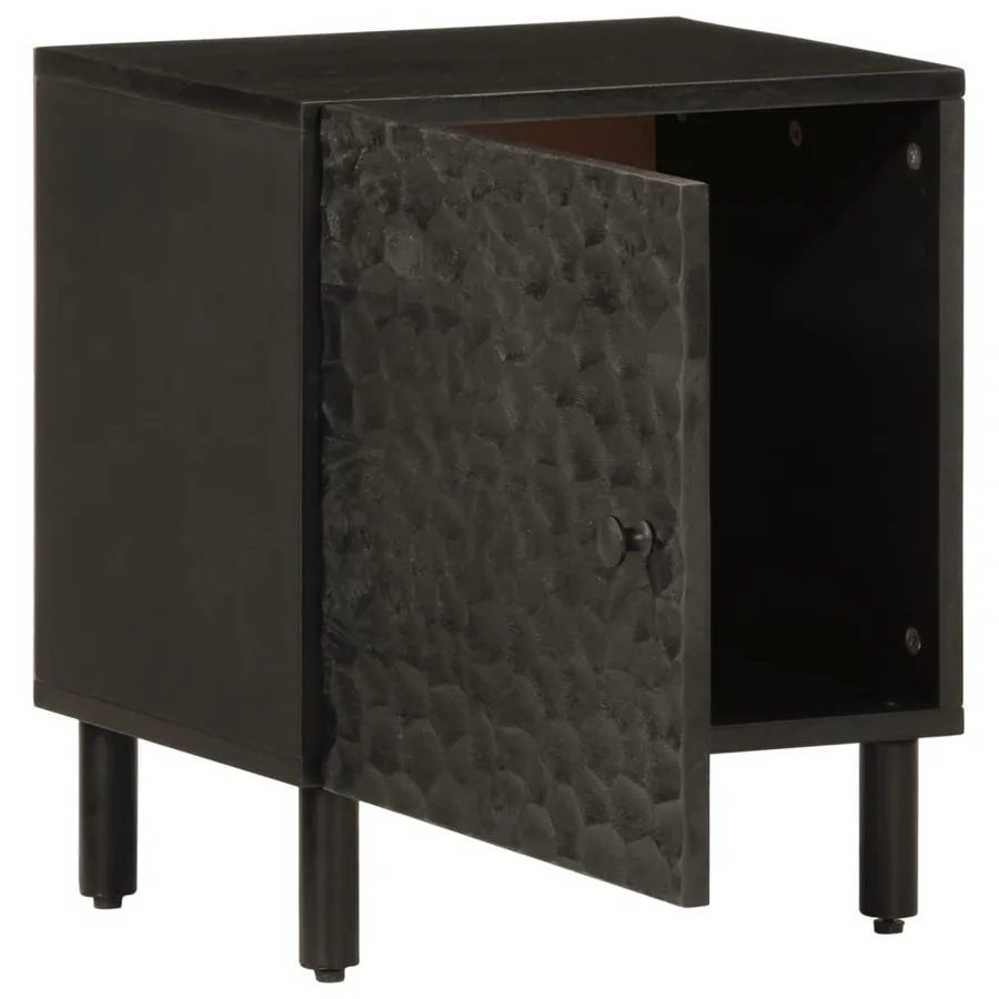 Tables de chevet 2 pcs noir 40x33x46 cm bois de manguier solide - 3