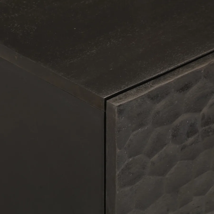 Tables de chevet 2 pcs noir 40x33x46 cm bois de manguier solide - 8