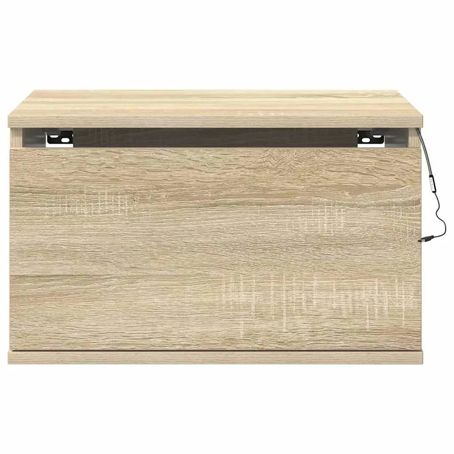 Table de chevet murale avec lumières LED chêne sonoma - 7