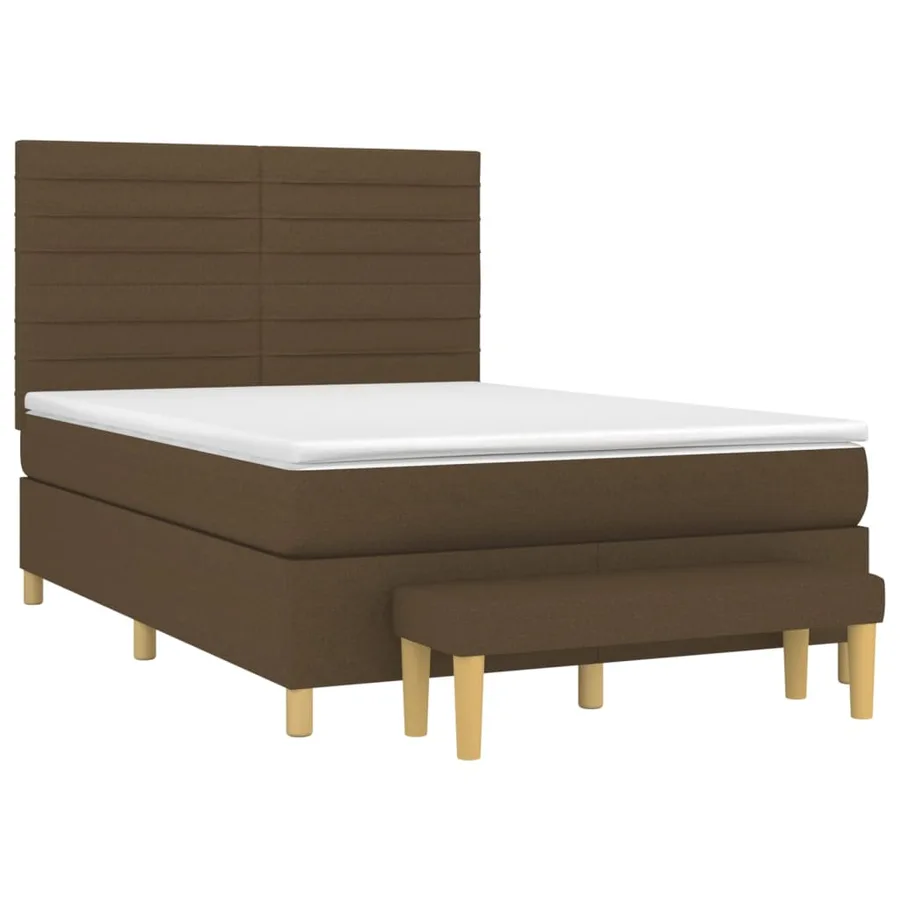 Sommier à lattes de lit avec matelas Marron foncé 140x190 cm - 3