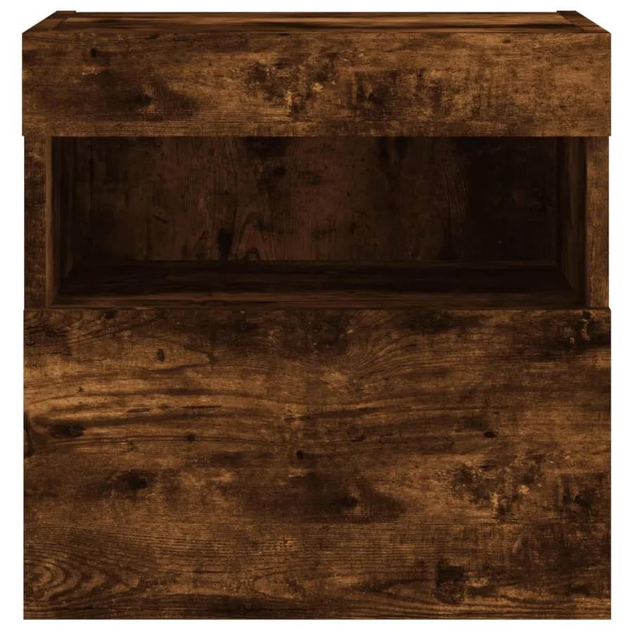 Meubles TV muraux et lumières LED 2pcs chêne fumé 40x30x40 cm - 10