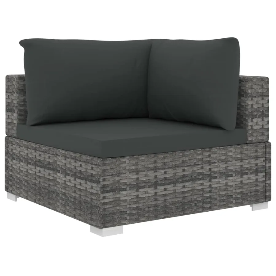 Salon de jardin 11 pcs avec coussins Résine tressée Gris - 4
